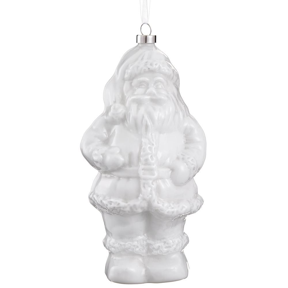 7.5" GLASS SANTA ORNAMENT