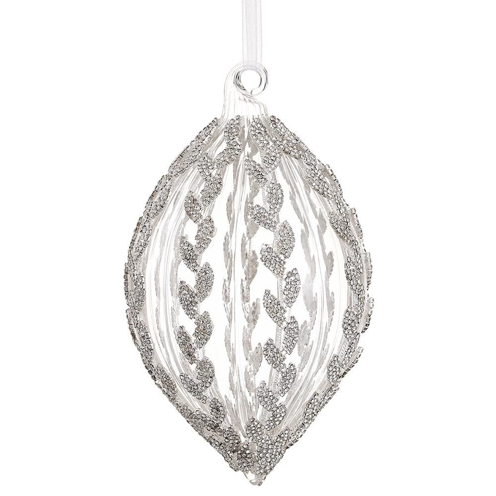 7"DIAMOND GLASS FINIAL ORNAMENT