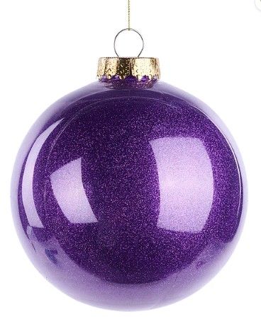 150MM DIA LACQUER LOOK GLITTER BALL ORNAMENT-PURPLE