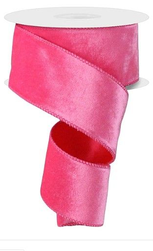 2.5"X10YD DELUXE VELVET/SATIN BACKING-HOT PINK RIBBON
