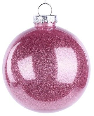120MM DIA LACQUER LOOK GLITTER BALL ORNAMENT-PINK