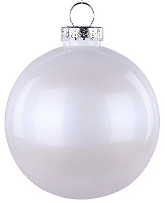 120MM DIA LACQUER/GLASS LOOK ORNAMENT-PEARL WHITE