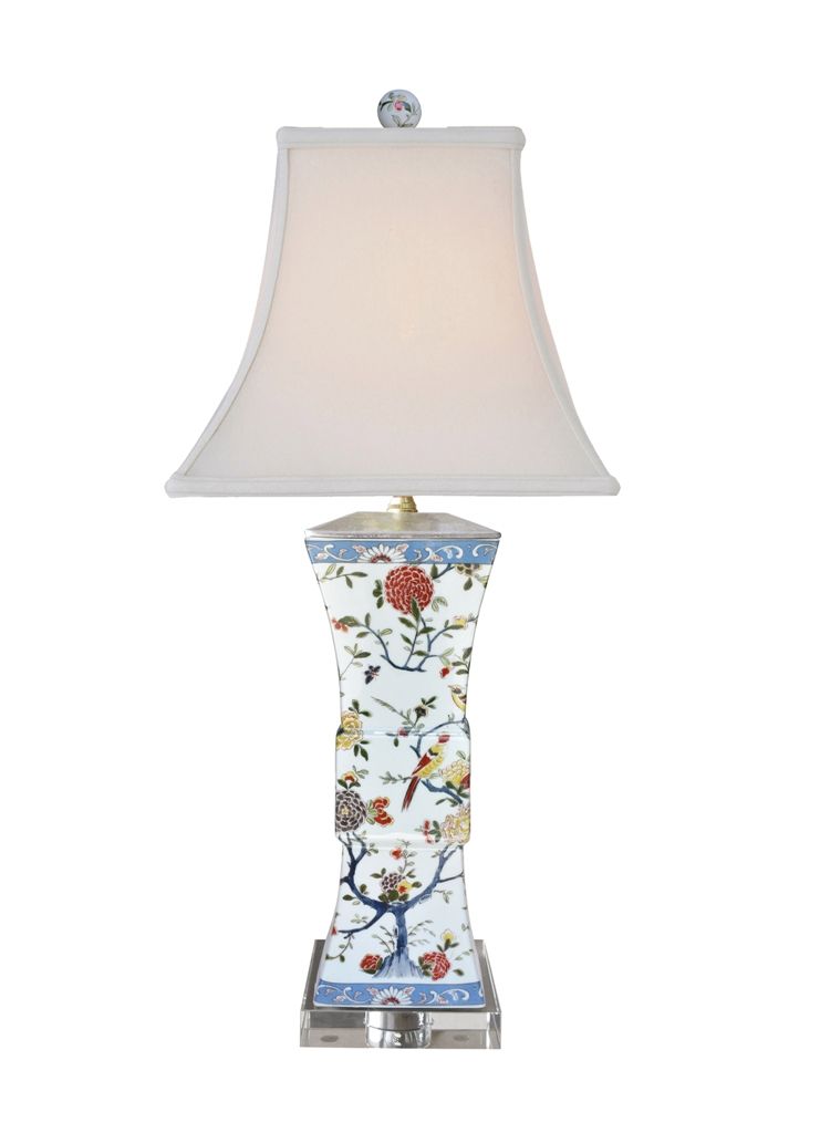PORCELAIN EUROPEAN SQUARE BASE LAMP
