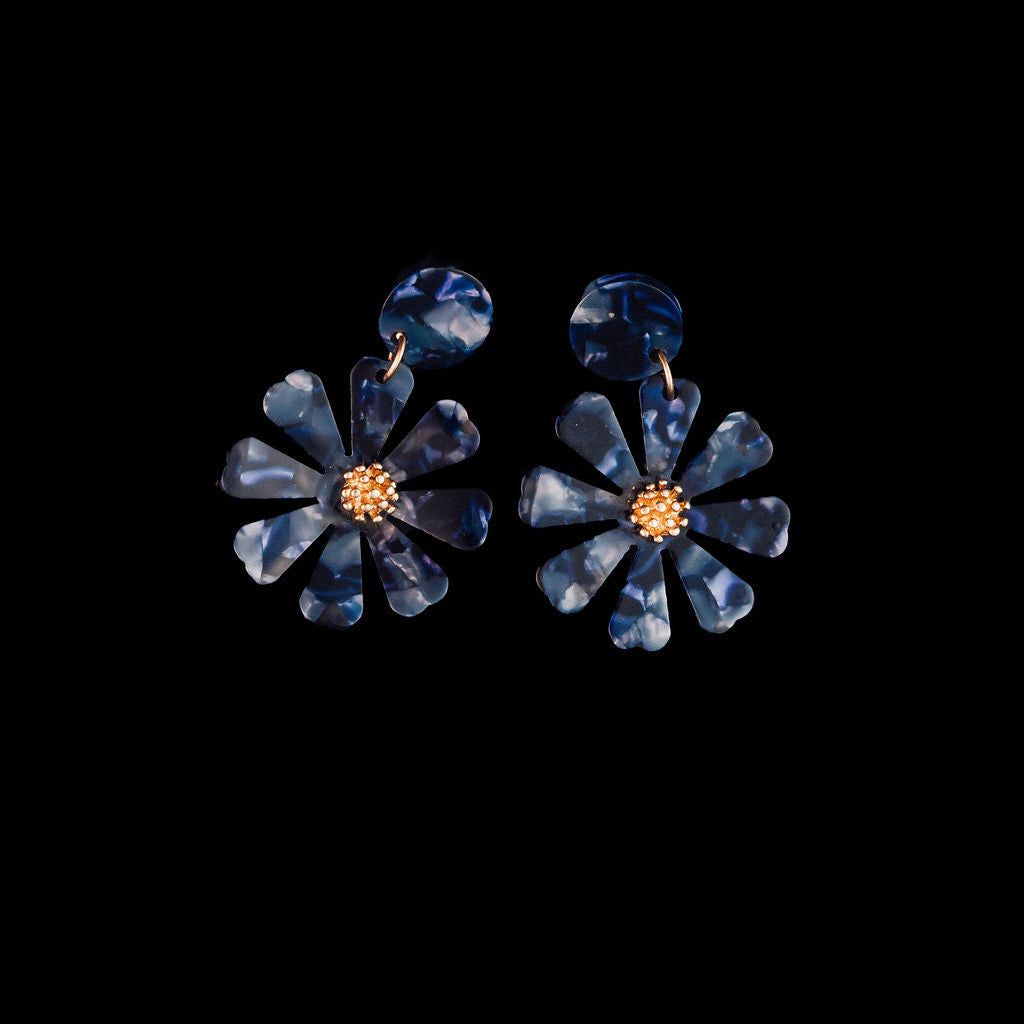 STEWARD &amp; JAMES - FLORA ACETATE EARRINGS - NAVY