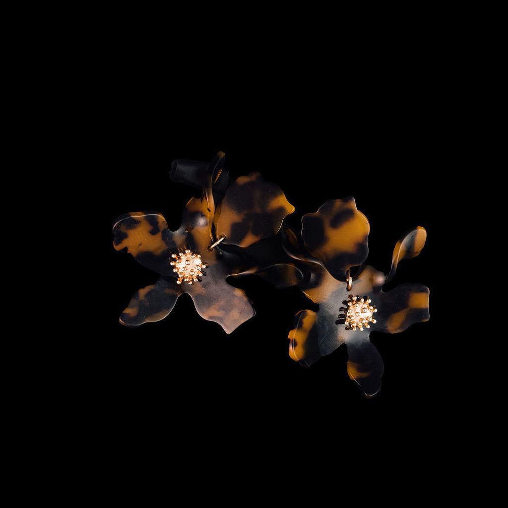 STEWARD &amp; JAMES - PHYLLIS FLORAL EARRINGS - TORTOISE