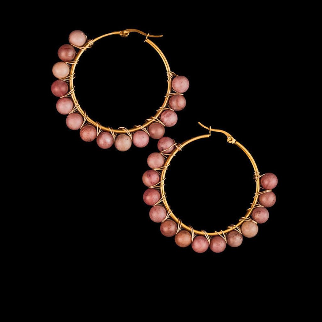 STEWARD &amp; JAMES - AL PINK QUARTZ HOOP EARRINGS