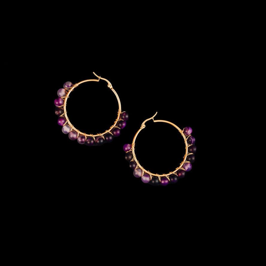 STEWARD &amp; JAMES - AL AMETHYST HOOPS