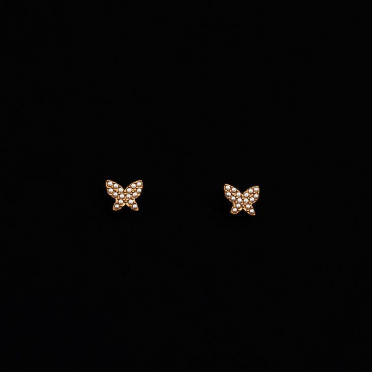 STEWARD &amp; JAMES - MICRO BUTTERFLY STUDS - PEARL