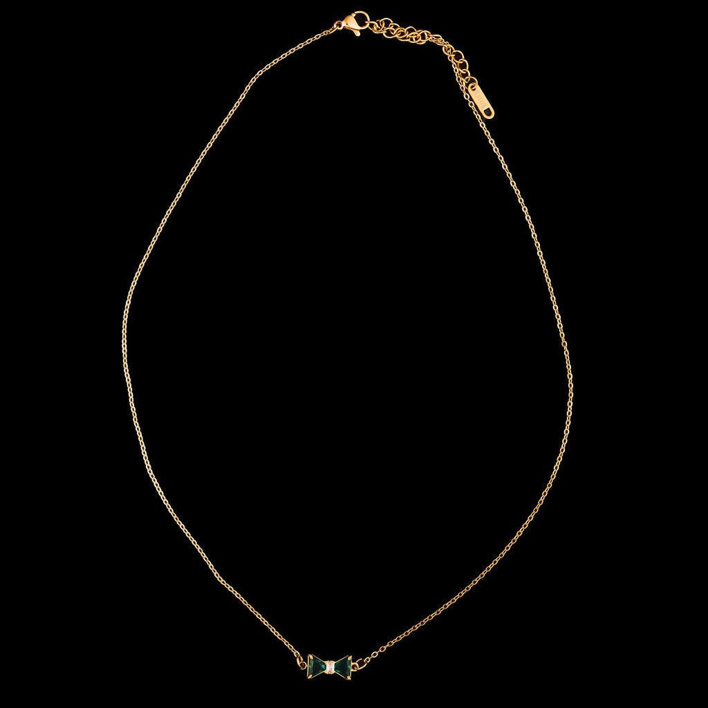 STEWARD &amp; JAMES - BOW TIE NECKLACE EMERALD