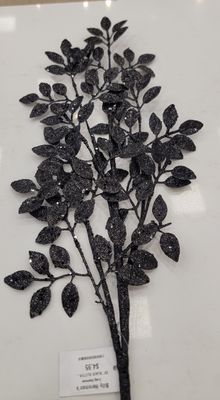 28" BLACK GLITTER LEAF SPRAY