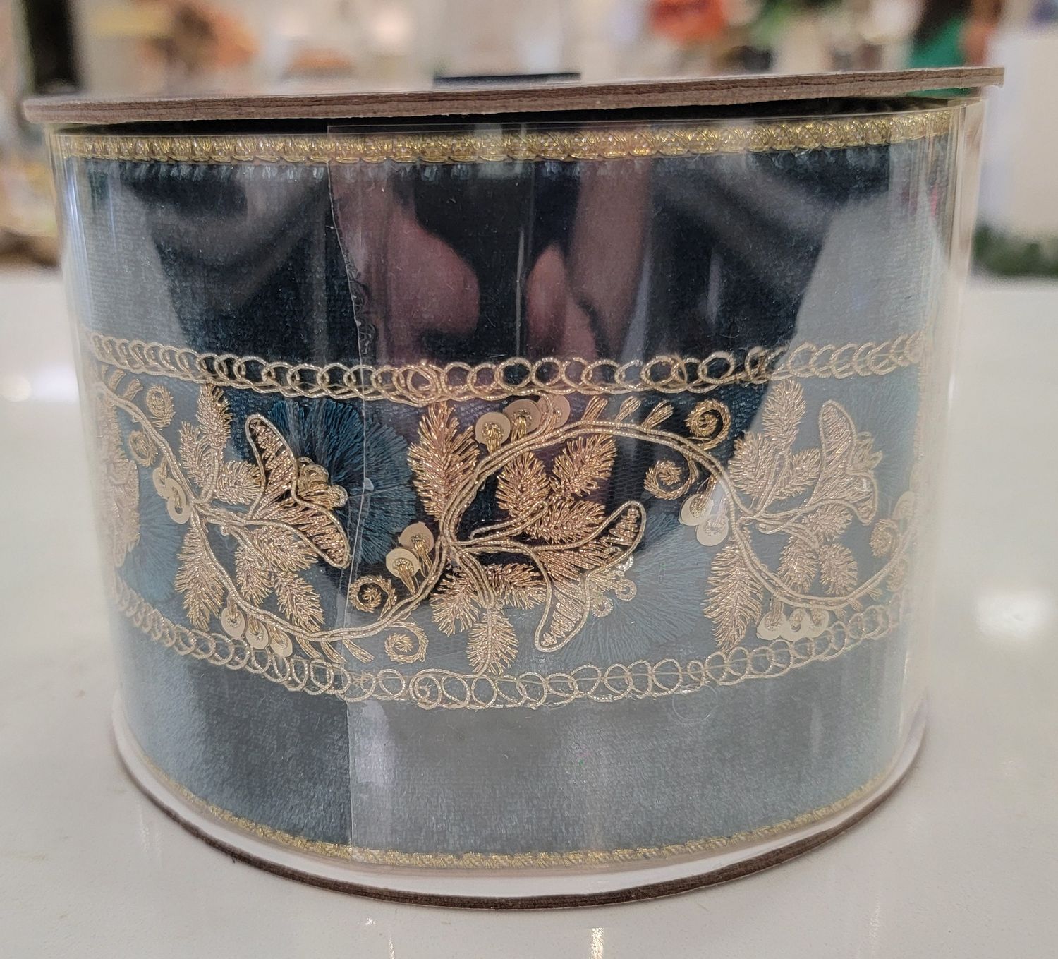 VINTAGE TAPESTRY CELADON 4" X 5YD RIBBON