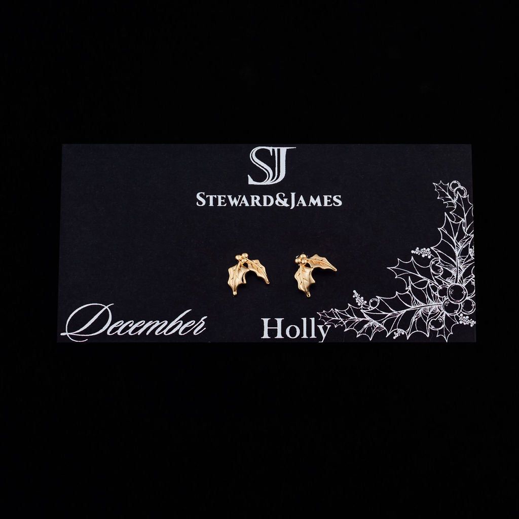 STEWARD &amp; JAMES - DECEMBER HOLLY STUDS