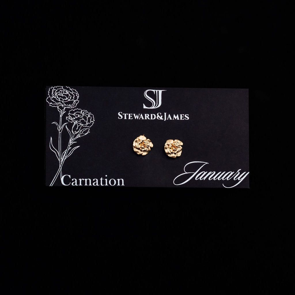 STEWARD &amp; JAMES - JANUARY CARNATION STUDS