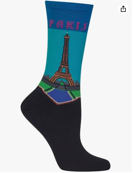 Women's Paris Dark Blue Crew Socks