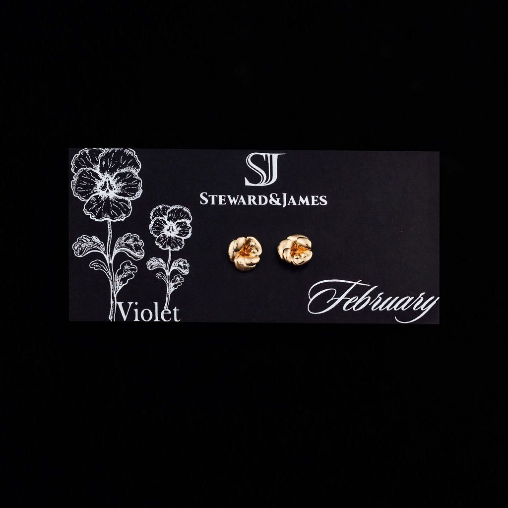 STEWARD &amp; JAMES - FEBRUARY VIOLET STUDS