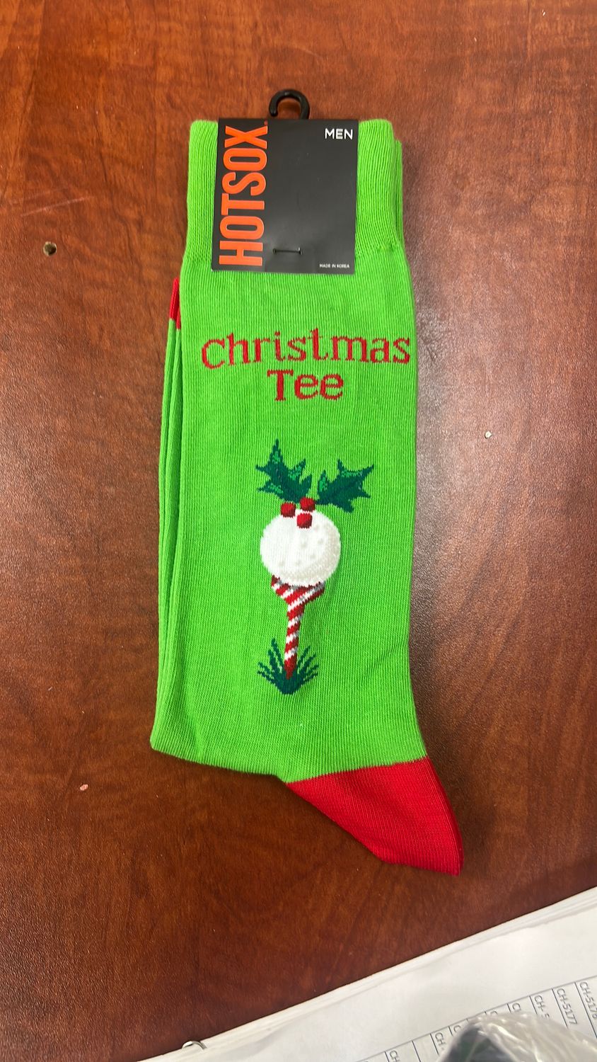 CHRISTMAS TEE MEN'S SOCKS GREEN GOLF BALL