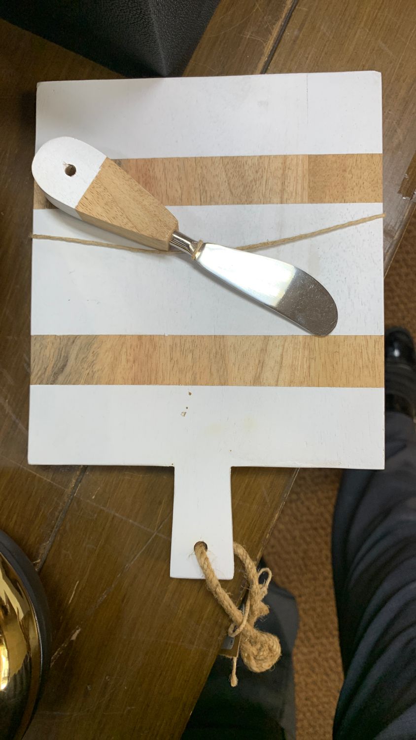 Cheese Server White and Natural Wood