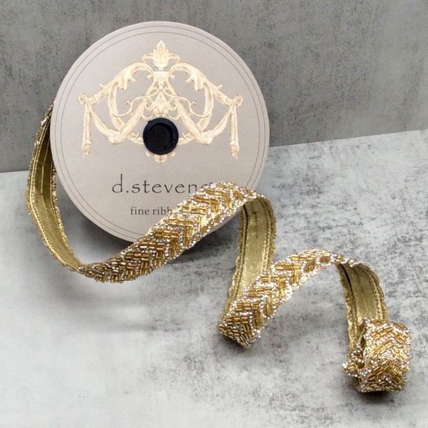 1" x 5yds bead jewel chevron glam, gold