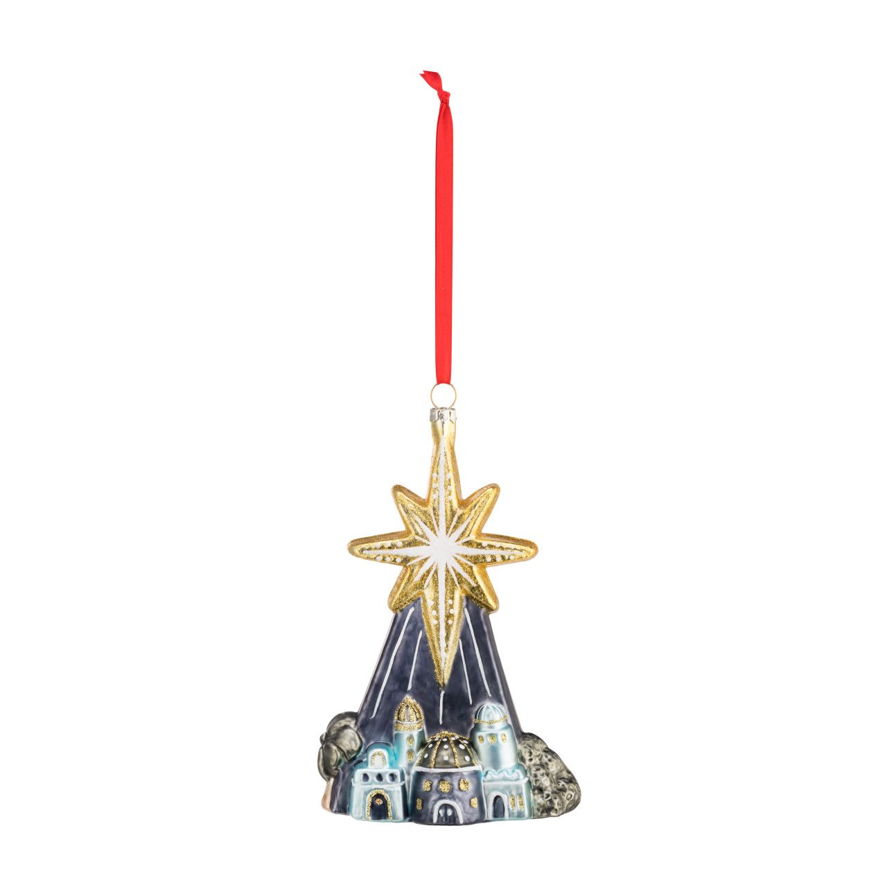 BLOWN GLASS STAR OVER BETHLEHEM ORNAMENT