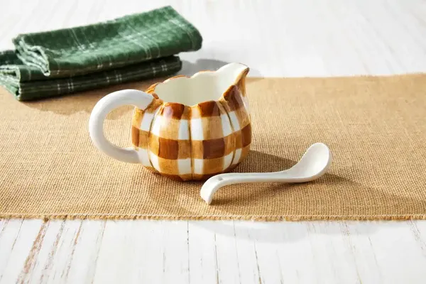 MUD PIE GRAVY BOAT WITH SPOON