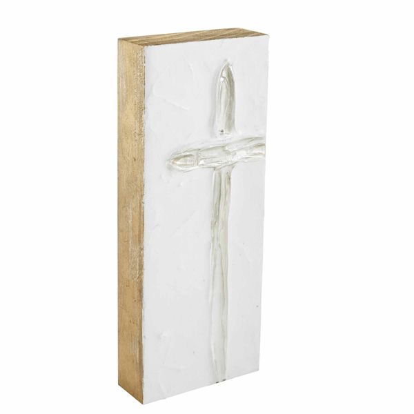 TALL SILVER CROSS PLAQUE