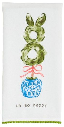 OH SO HAPPY TOPIARY TEA TOWEL