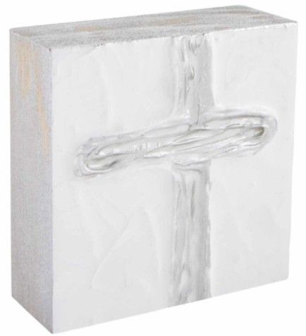 SILVER SQUARE CROSS PLAQUE