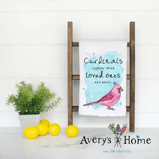 A CARDINAL APPEARS KITCHEN TOWEL