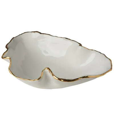 FREEFORM LARGE BOWL WHITE WITH GOLD