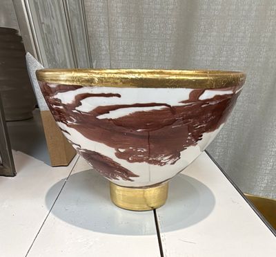 Bowl Footed Brown Marble