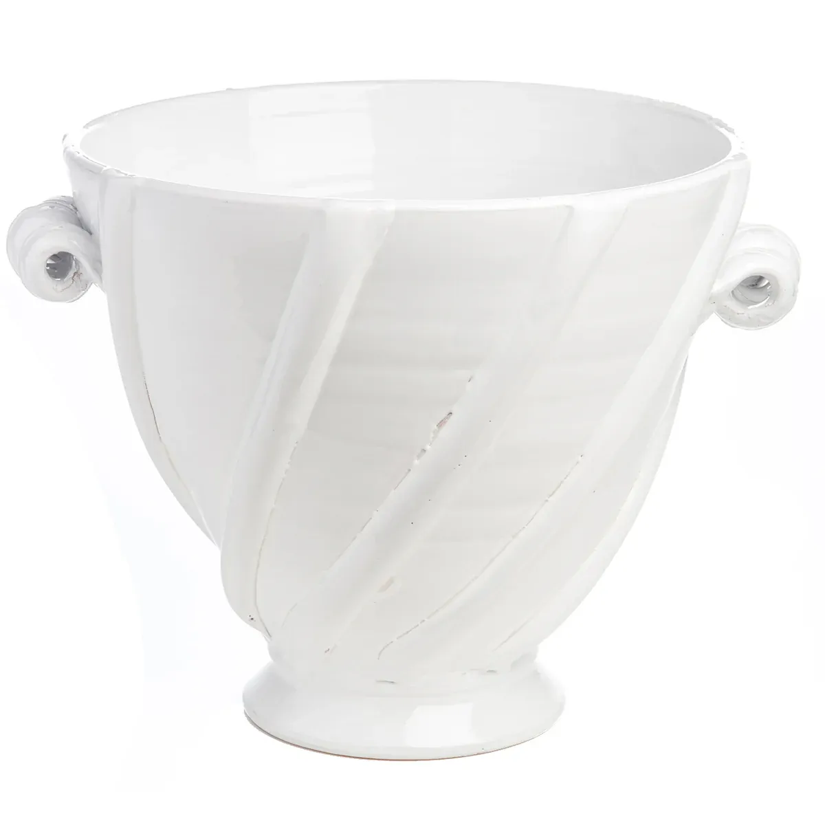 CACHEPOT LG WHITE RIBBON