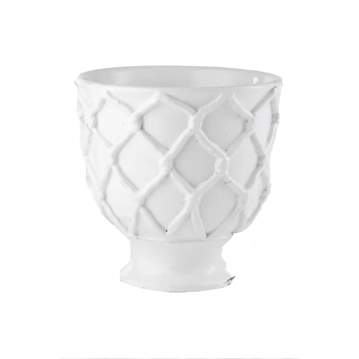 PLANTER WHITE WITH CRISS CROSS - SMALL
