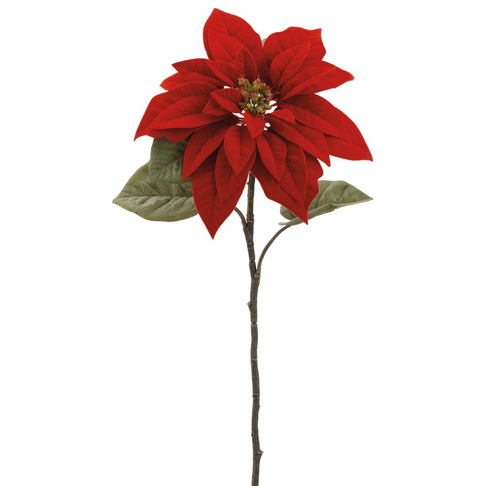 23"VELVET POINSETTIA SPRAY RE