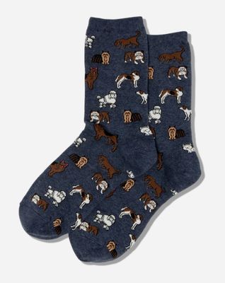 Women's Classic Dogs Crew Socks - Denim Heather