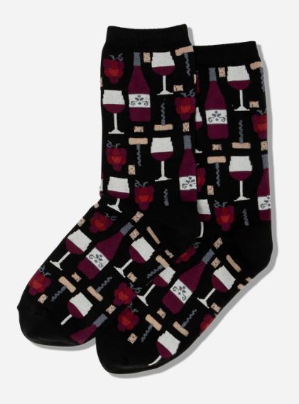 Women's Wine Crew Socks - Black