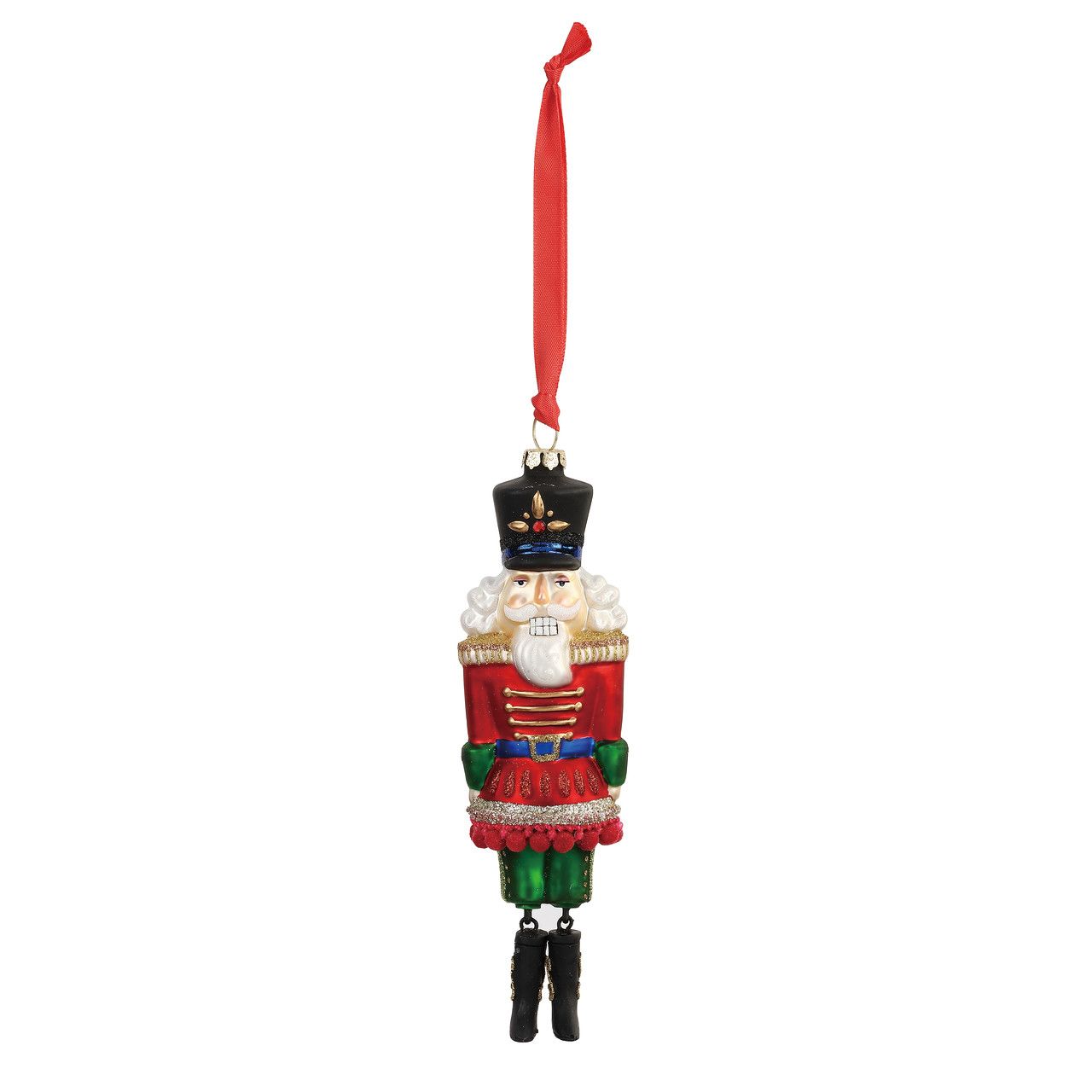 BLOWN GLASS NUTCRACKER ORNAMENT