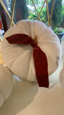 Large cream pumpkin sitter