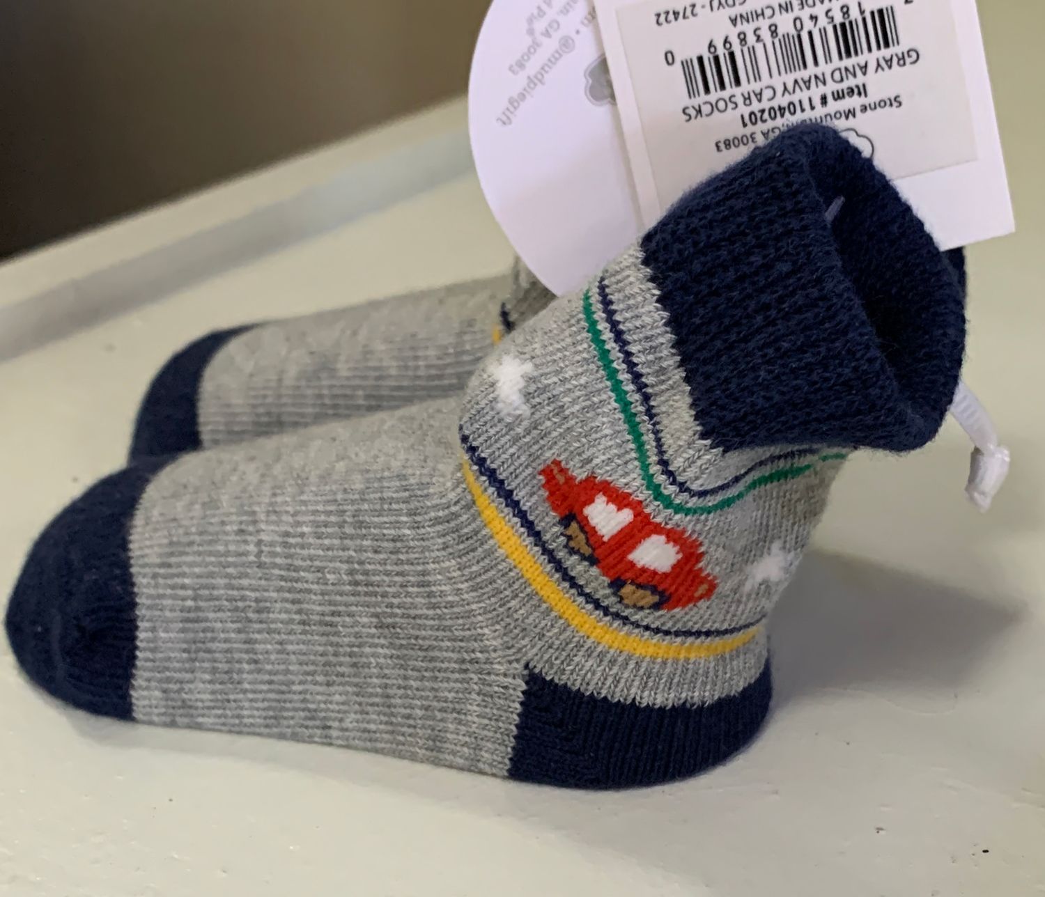 Gray &amp; Navy Car Sock 