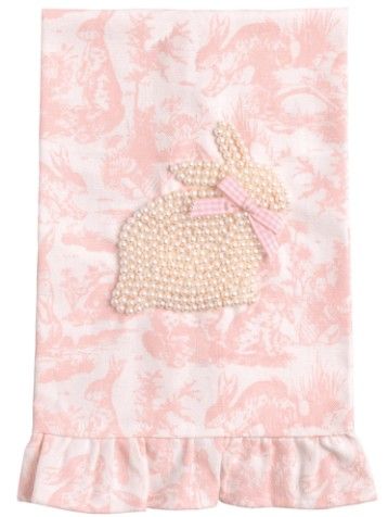 PINK TOILE BUNNY PEARL TOWEL