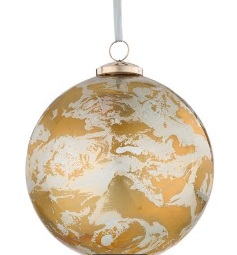 6" GOLD MARBLE GLASS BALL ORNAMENT