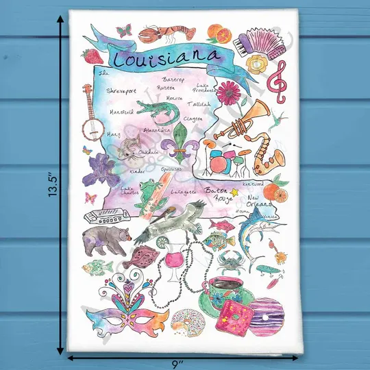 LOUISIANA MAP KITCHEN TOWEL