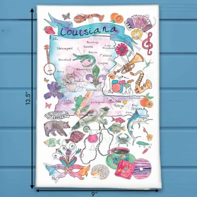 LOUISIANA MAP KITCHEN TOWEL