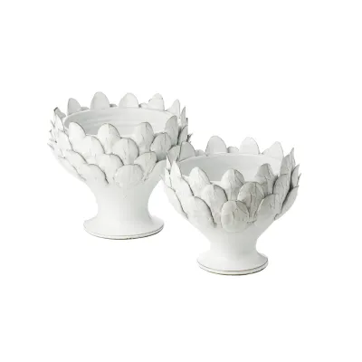 CENTERPIECE SM WHITE ARTICHOKE FOOTED