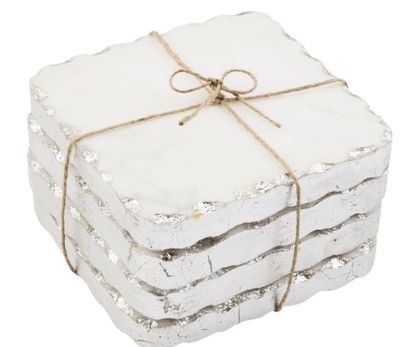 SILVER MARBLE COASTER S/4