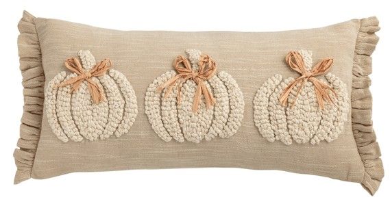 LUMBAR WHT EMB PUMPKIN PILLOW