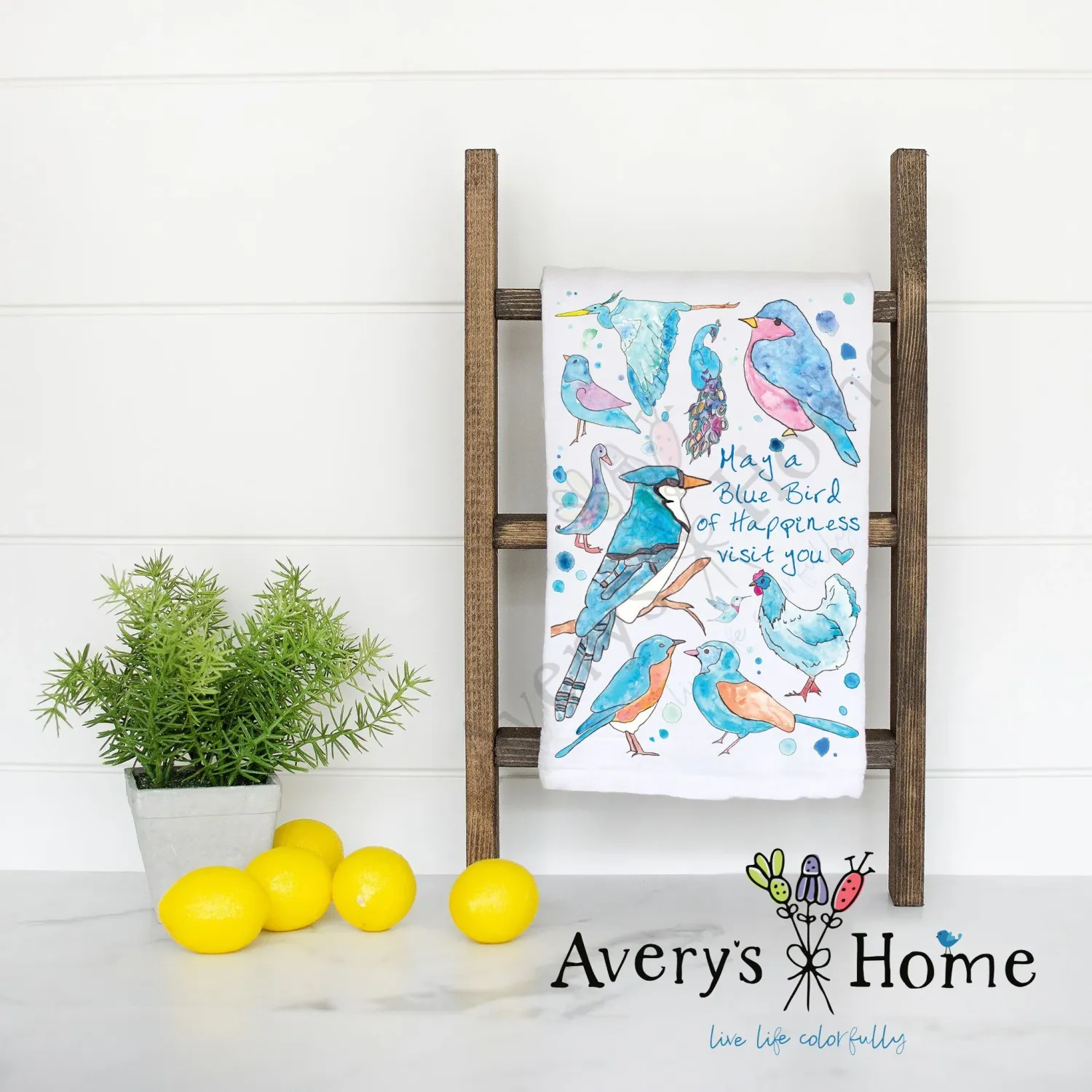 BLUE BIRDS OF HAPPINESS KITCHEN TOWEL