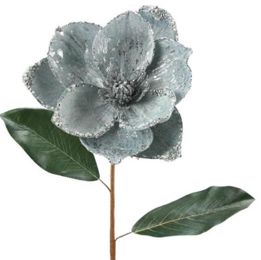 30" SILVER PEARL/GLITTER MAGNOLIA STEM