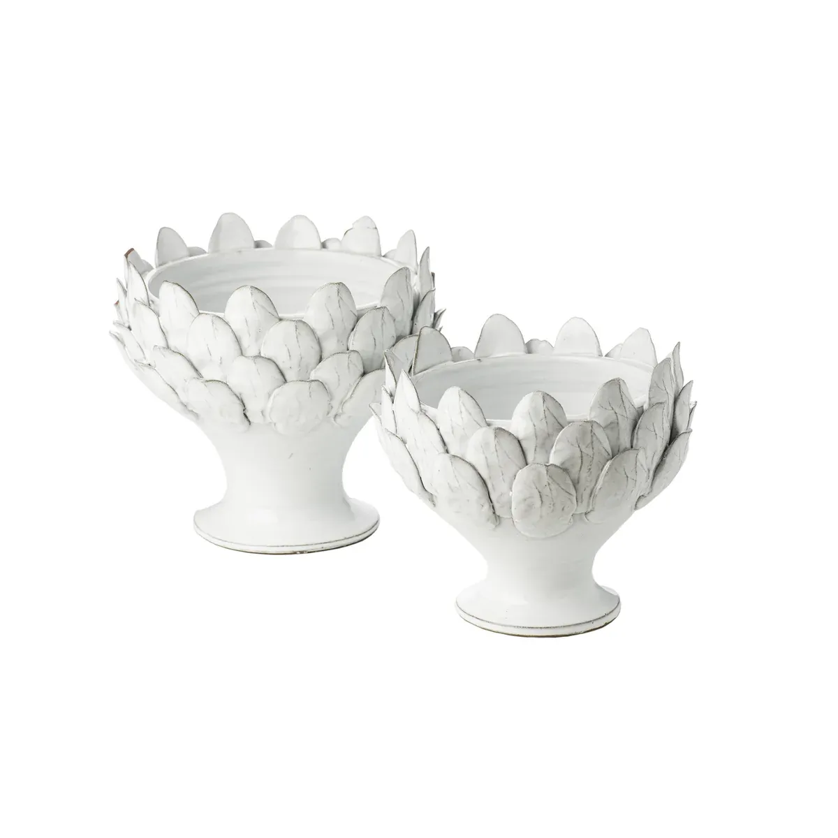 CENTERPIECE LG WHITE ARTICHOKE FOOTED