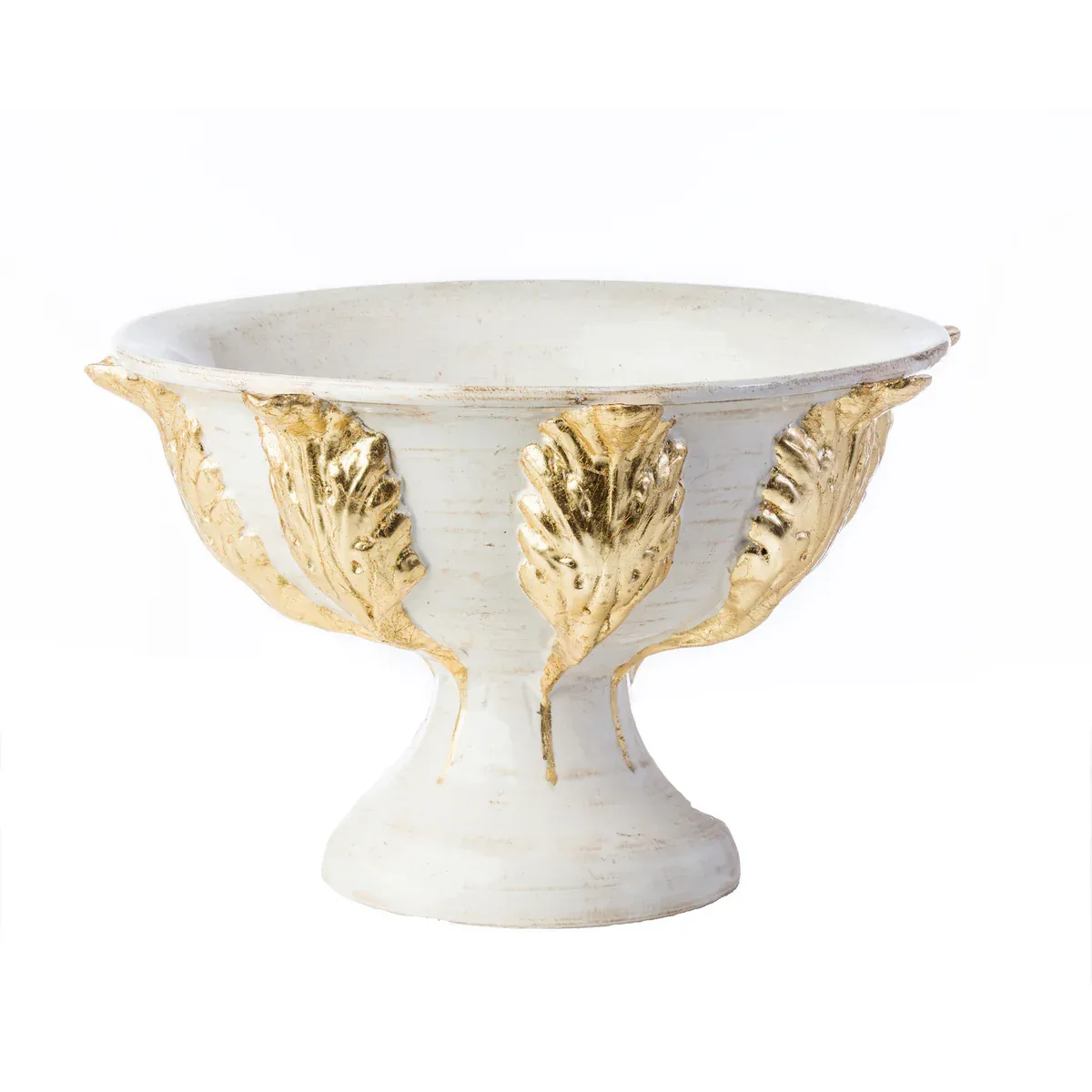 COMPOTE FOOTED WHITE W/GOLD A