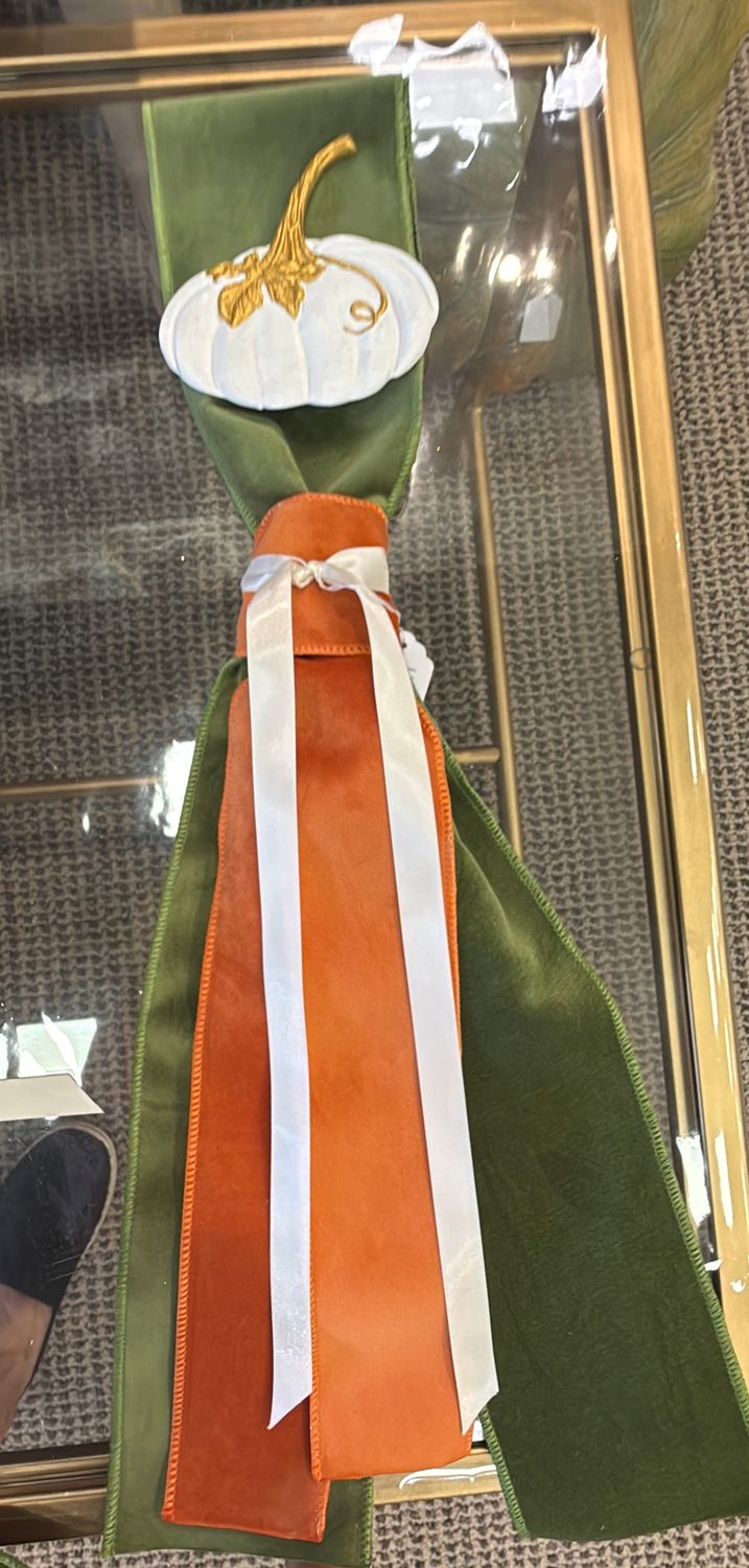 Green Triple Ribbon Pumpkin Sash
